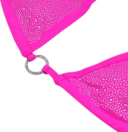 Vista 6 de Traje de baño de 2 piezas con cristales de diamantes brillantes para mujer, bikini sexy push up para fiestas, rave, club