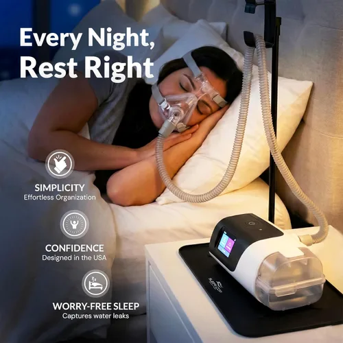 Vista 6 de Soporte de manguera CPAP para máscara y soporte colgador de tubo para mesita de noche CPAP - Suministros para estera CPAP para organizador de mesita