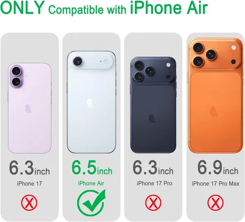 Vista 2 de Diseñada para iPhone Air, funda magnética con purpurina, compatible con carga inalámbrica, parte trasera brillante antiarañazos, a prueba de golpes