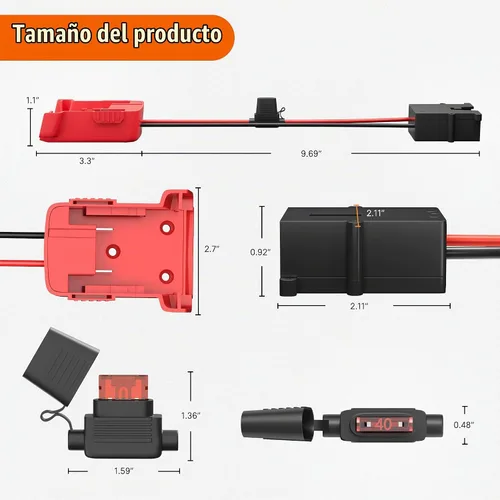 Vista 2 de RVBOATPAT Adaptador de batería de 18 V para convertidor de corriente con conector de arnés de cable de 12 AWG compatible con ruedas eléctricas de 12