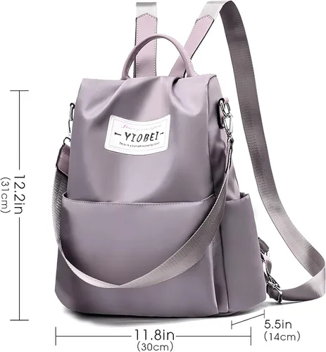 Vista 5 de CHARMORE Elegante mochila antirrobo para mujer, mochila de nailon impermeable casual para viajes, Gris-S
