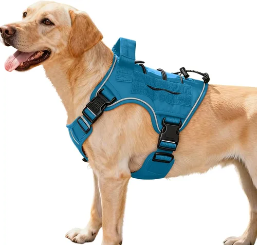 Vista 98 de Arnés táctico para perros grandes, chaleco reflectante ajustable sin tirones con sistema Molle, control de grado militar K9 para entrenamiento