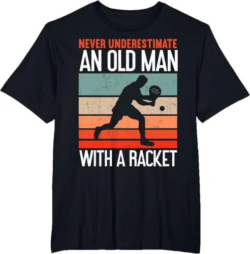 Vista 26 de Camiseta divertida de pádel "Never Underestimate An Old Man With A Racket, Negro