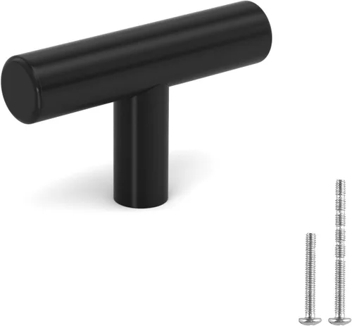 Vista 22 de LONTAN Paquete de 4 Pomos Negros para Gabinetes y Cajones Pomos de Gabinete de Cocina para Tocador Baño Moderno Herrajes Negros de Barra en T