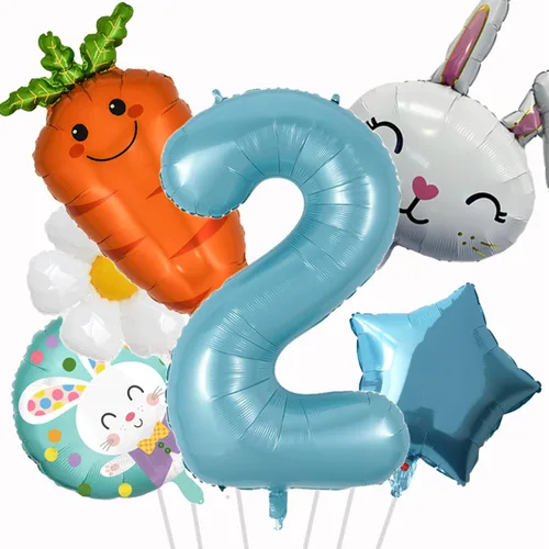 Vista 14 de Globos de béisbol de papel de aluminio para decoración de cumpleaños, globos con el número 2, globos de confeti de estrella roja y azul