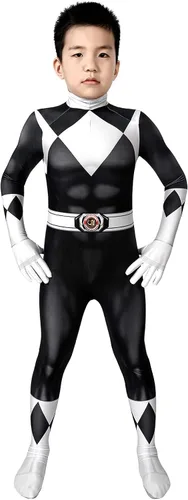 Vista 2 de CEMDER Disfraz de superhéroe negro Zentai con máscara separada disfraz de Halloween