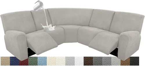 Vista 108 de Fundas para sofá modular reclinable, impermeable, en forma de L, lavable, para sofá reclinable en forma de L, súper elásticas, suaves, para esquinas