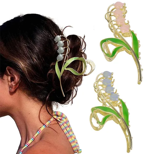 Vista 15 de Grandes pinzas de mandíbula de metal antideslizantes con mariposa brillante para mujeres - Agarre fuerte y bonito, accesorios para el cabello