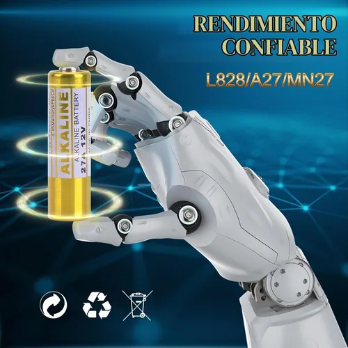 Vista 6 de Batería alcalina A27 27A 12V paquete de 10, batería 27a 12v para control remoto