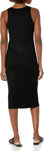 Vista 2 de Calvin Klein Vestido midi acanalado con cuello redondo para mujer