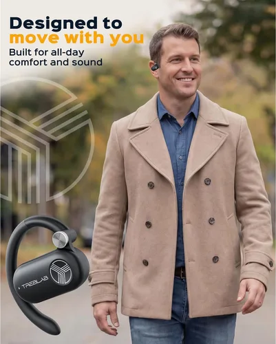 Vista 6 de TREBLAB X-Open - Auriculares inalámbricos True Open Ear de oído abierto, comodidad ligera, ajuste detrás de la oreja, sonido envolvente, micrófono