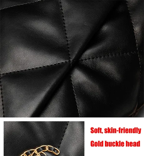 Vista 6 de Bolsos acolchados de lujo para mujer, de cuero, para el hombro, bolso cruzado y monederos, con cadena femenina, bolso de mano (cartera blanca)