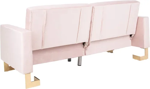 Vista 7 de Safavieh Inicio Tribeca Sofá cama plegable de terciopelo y latón rubor Glam