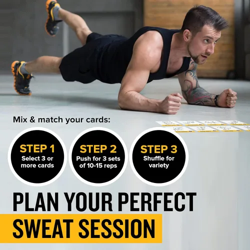 Vista 4 de NewMe Fitness Tarjetas de entrenamiento de peso corporal, baraja de instrucciones de fitness para mujeres y hombres, guía de fitness