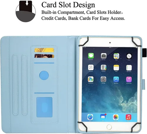 Vista 5 de Funda universal para tablet Android de 10 10.1 pulgadas para iPad, funda con soporte de visión multiángulo, funda protectora de piel sintética Playa
