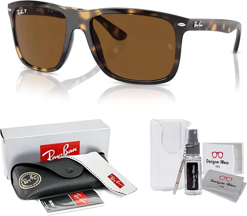 Vista 2 de Ray-Ban Boyfriend Two RB4547 - Lentes de sol cuadrados para hombre para mujer + paquete con kit de gafas de diseño iWear de cortesía