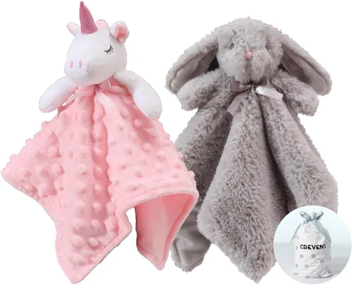 Vista 31 de CREVENT Manta de seguridad facial de animales de felpa suave para niños y niñas, gran regalo para cumpleaños, baby shower (perro azul + etiqueta)