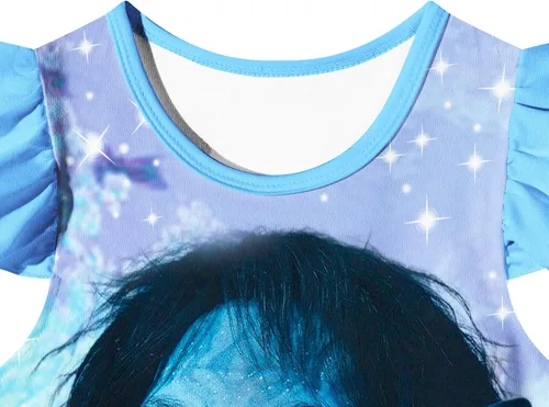 Vista 3 de GUOG Vestido de noche para niñas pequeñas, lindo Neytir, Pijam, Nighti, acampanado, manga con volantes, cuello redondo