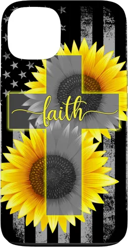 Vista 7 de Faith Jesus Cross Sunflower American Flag Patriotic Black Case for iPhone 17