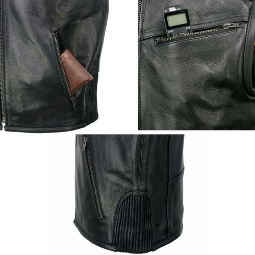 Vista 6 de Milwaukee Leather MLM3502 - Chaleco de cuero con cremallera para hombre