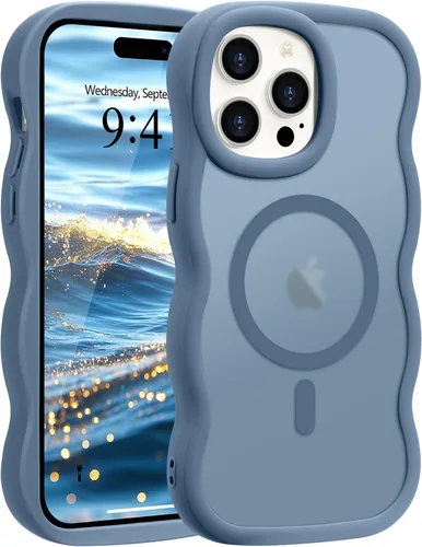 Vista 92 de Pepmune - Funda para iPhone 12 Pro Max con marco ondulado y estructura rígida, color mate claro, cubierta trasera unisex, compatible con Magsafe