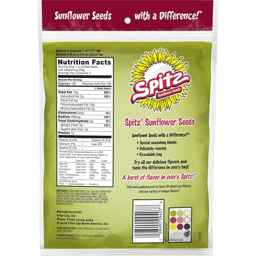Vista 2 de Spitz Semillas de girasol, chile lima, 6 oz