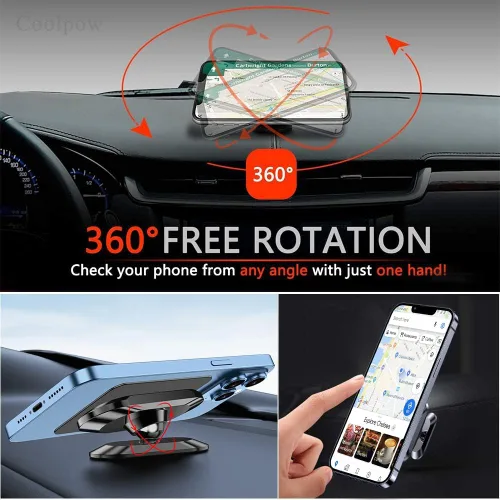 Vista 6 de 【Paquete de 2】 Soporte magnético de teléfono para el tablero del automóvil 【Imán fuerte】 Soporte magnético para teléfono del coche 【4 placas】