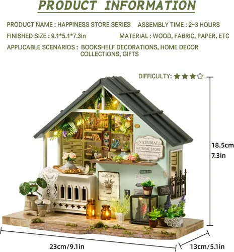 Vista 2 de Spilay DlY Kit de casa en miniatura, kit de casa de muñecas, kit de construcción de casa pequeña con caja de música, kit de casa de iniciatura