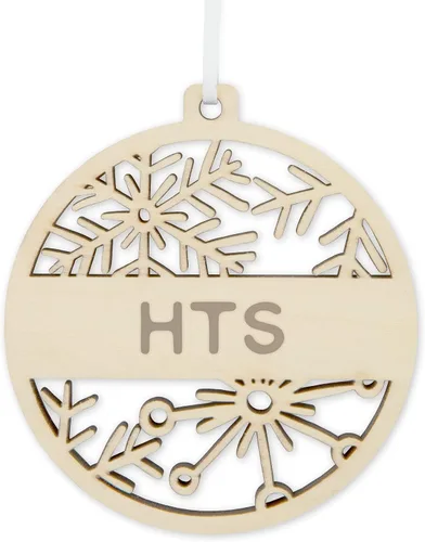 Vista 7 de Weddingstar Adorno personalizable para árbol de Navidad con copo de nieve de madera grabado, apellido