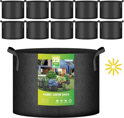 Vista 23 de iPower Paquete de 10 bolsas de 3 galones para plantas de tela no tejida gruesa resistente para cultivo de papas, contenedor duradero con aireación