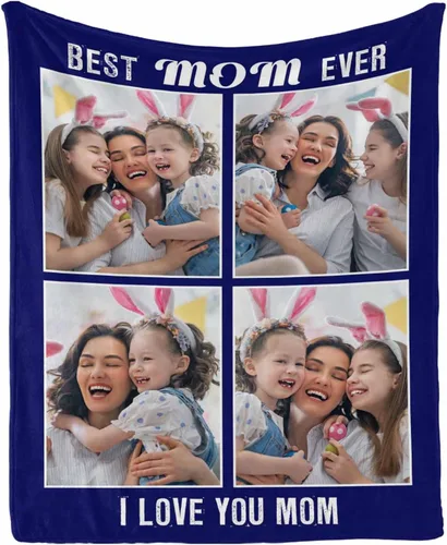 Vista 12 de InterestPrint Manta con foto, regalos personalizados para mamá, manta de collage de fotos personalizada para mamá de hija e hijo para cumpleaños