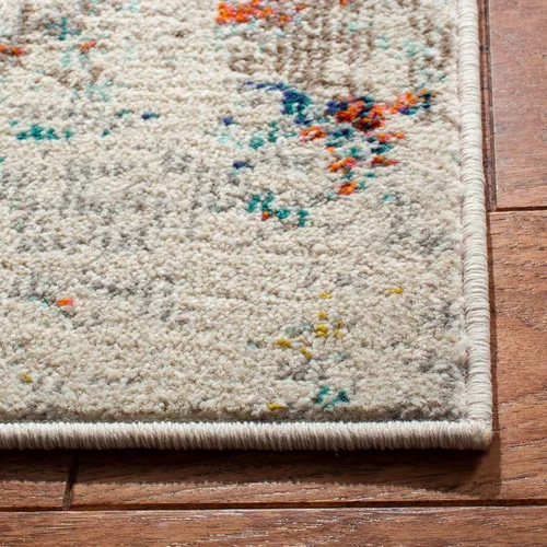 Vista 2 de SAFAVIEH Madison Collection - Alfombra decorativa de 2 pies 2 pulgadas x 4 pies, color crema y naranja, diseño abstracto moderno, no desprende