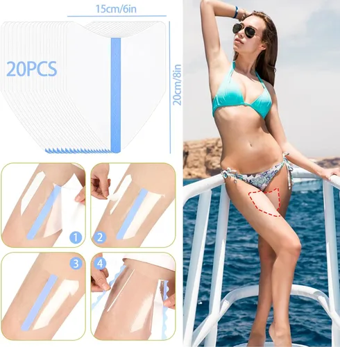 Vista 2 de Almohadillas antirozaduras interiores para muslos, parches invisibles transparentes de cinta de fricción para levantar muslos, protección