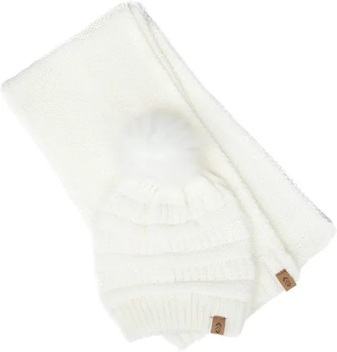 Vista 3 de Free Country Bufanda y gorro de punto a juego conjunto térmico de invierno con pompones holgados para mujer