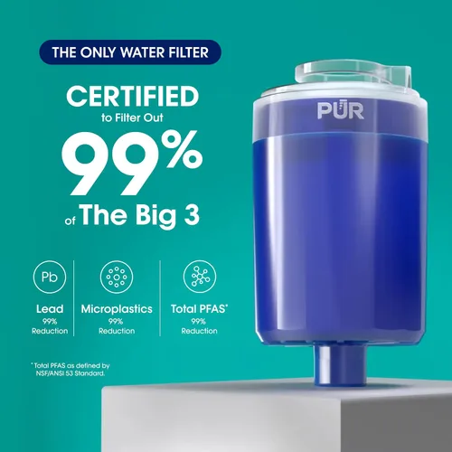Vista 2 de PUR Plus Faucet Mount Replacement Filter 4-Pack, Genuine PUR Water Filter for Sink Faucet, 3-in-1 Mineral Filtration, Lead Reducing, 1-Year Value