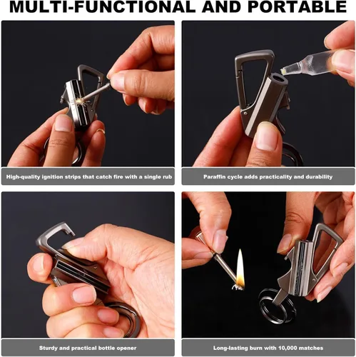 Vista 7 de 2Pcs Permanent Match Infinity Lighter with Multitool Keychain Bottle Opener