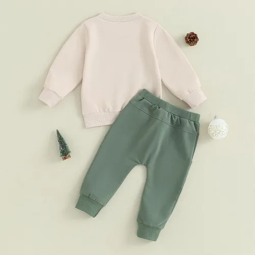 Vista 7 de Flawbena Conjunto de sudadera de manga larga con estampado de letras y pantalones largos, ropa de otoño