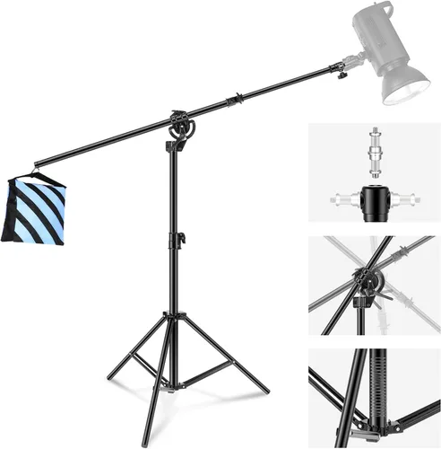 Vista 9 de NEEWER Brazo de trípode, de 35" a 61" (90 a 156cm) con contrapeso de 1.5kg y bolsa de arena, rosca de 1/4" compatible con caja de luz, luz