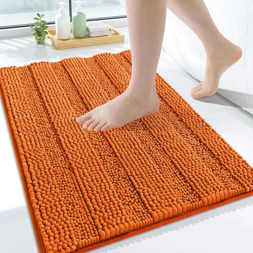 Vista 39 de Grandaily Alfombras de baño de felpilla a rayas de 24 x 16 pulgadas, extra gruesas y suaves, absorbentes, parte trasera de goma, alfombra de ducha