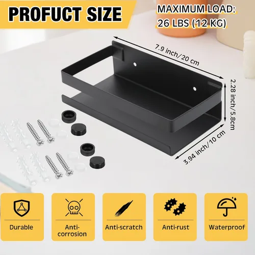 Vista 3 de Lallisa 2 Piezas Estante de Acero Inoxidable para Baño, Ducha, Estantes Flotantes, Cesta Organizadora Montada en la Pared, Estantes Organizadores
