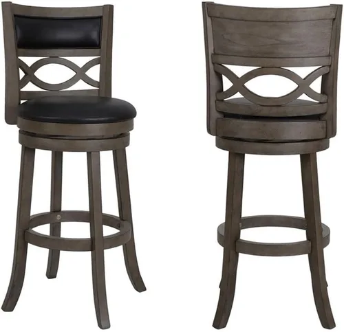 Vista 13 de New Classic Furniture Manchester Pub - Taburetes de bar giratorios de altura de pub, juego de 2, 29 pulgadas, asiento y respaldo tapizados de tela