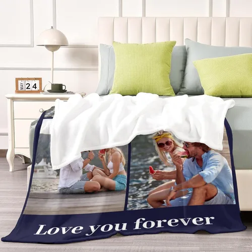 Vista 4 de Artsadd Manta personalizada con collage de texto fotográfico, manta de fotos personalizada para hombres, mujeres, él o ella, manta personalizada