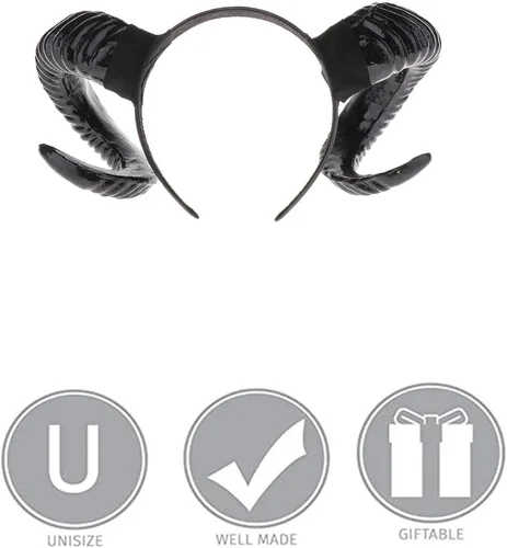 Vista 5 de Diadema gótica de cuerno de oveja punk fotografía de animales del bosque accesorios de fotos para cosplay accesorio para el pelo Kangsanli dorado