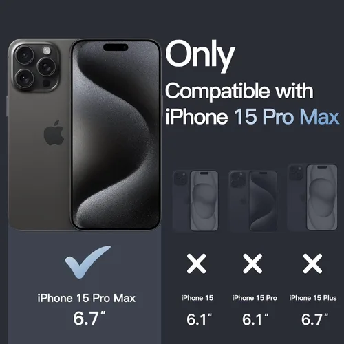 Vista 2 de JETech Funda para iPhone 15 Pro Max de 6.7 pulgadas, no se pone amarillenta, a prueba de golpes, parte trasera transparente antiarañazos (negro)