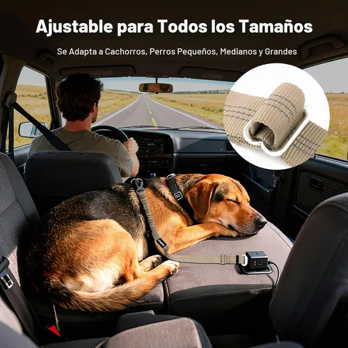 Vista 4 de Cinturón de seguridad para perro para automóvil, arnés ajustable para perros pequeños, medianos y grandes, restricción de seguridad de viaje