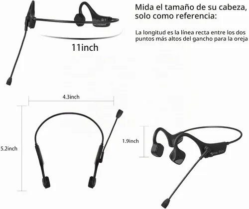 Vista 6 de Audífonos Bluetooth con micrófono, auriculares de diadema con micrófono, audífonos con cancelación de ruido y conexión multipunto Bluetooth 5.0