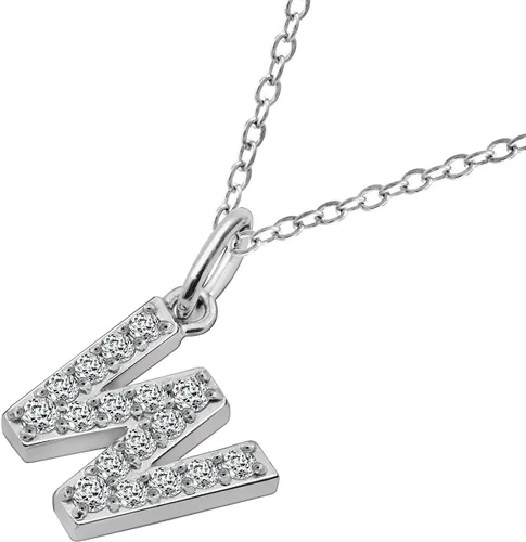 Vista 2 de Tienda Collection Platinum Plated Sterling Silver Infinite Elements Cubic Zirconia Initial Pendant Necklace, 18