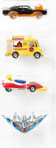 Vista 2 de Hot Wheels Marvel - Paquete de 4 coches de juguete, camiones y furgonetas de primera calidad inspirados en personajes populares de cómics en escala