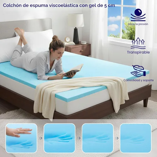 Vista 5 de OLANLY Cubrecolchón de Espuma Viscoelástica de Doble Capa de 4 Pulgadas Tamaño Twin para Dolor de Espalda, Funda de Colchón Pillow Top Refrescante