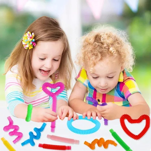 Vista 2 de Paquete de 52 Tubos Pop, Juguetes Sensoriales Recuerdos de Fiesta Para Niños de 8-12 4-8 Juguetes Fidget Para Ansiedad Rellenos de Bolsas